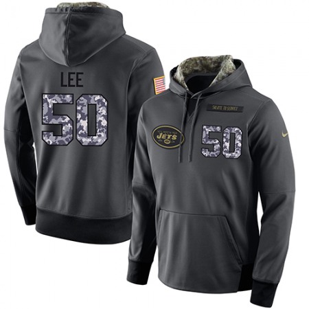 NFL Men's  New York Jets #50 Darron Lee Stitched Black Anthracite Salute to Service Player Performance Hoodie