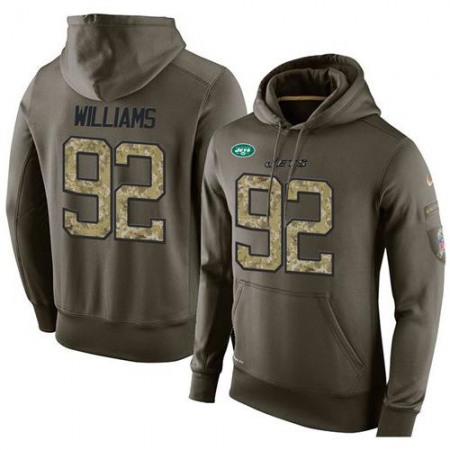 NFL Men's  New York Jets #92 Leonard Williams Stitched Green Olive Salute To Service KO Performance Hoodie