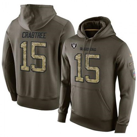 NFL Men's  Oakland Raiders #15 Michael Crabtree Stitched Green Olive Salute To Service KO Performance Hoodie