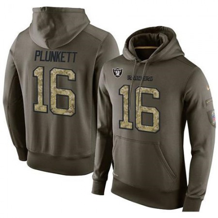 NFL Men's  Oakland Raiders #16 Jim Plunkett Stitched Green Olive Salute To Service KO Performance Hoodie