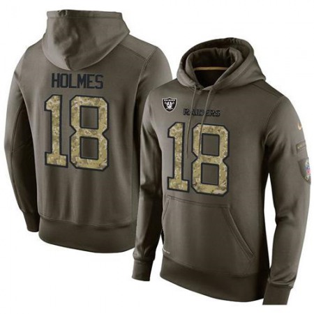 NFL Men's  Oakland Raiders #18 Andre Holmes Stitched Green Olive Salute To Service KO Performance Hoodie
