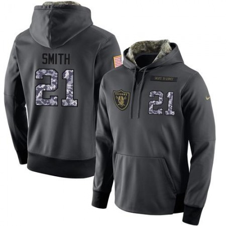 NFL Men's  Oakland Raiders #21 Sean Smith Stitched Black Anthracite Salute to Service Player Performance Hoodie