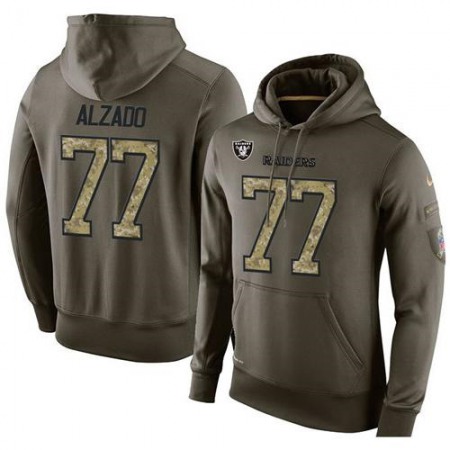NFL Men's  Oakland Raiders #77 Lyle Alzado Stitched Green Olive Salute To Service KO Performance Hoodie