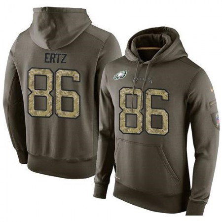 NFL Men's  Philadelphia Eagles #86 Zach Ertz Stitched Green Olive Salute To Service KO Performance Hoodie