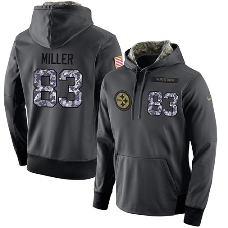 NFL Men's  Pittsburgh Steelers #83 Heath Miller Stitched Black Anthracite Salute to Service Player Performance Hoodie