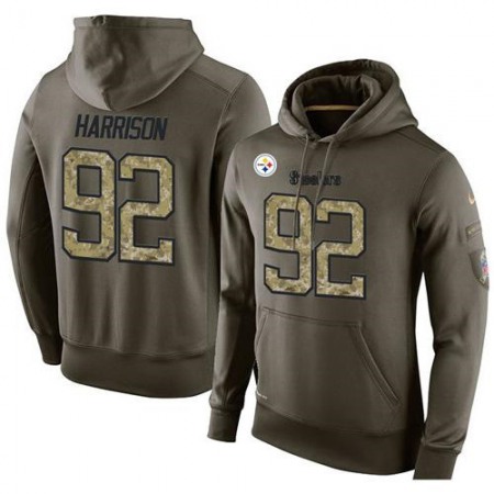 NFL Men's  Pittsburgh Steelers #92 James Harrison Stitched Green Olive Salute To Service KO Performance Hoodie