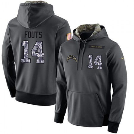 NFL Men's  San Diego Chargers #14 Dan Fouts Stitched Black Anthracite Salute to Service Player Performance Hoodie