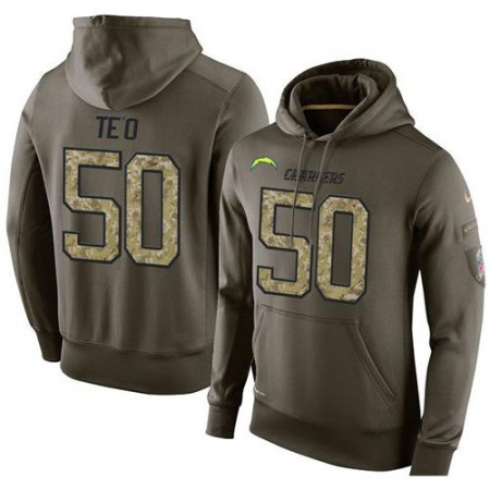 NFL Men's  San Diego Chargers #50 Manti Te'o Stitched Green Olive Salute To Service KO Performance Hoodie