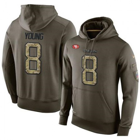NFL Men's  San Francisco 49ers #8 Steve Young Stitched Green Olive Salute To Service KO Performance Hoodie