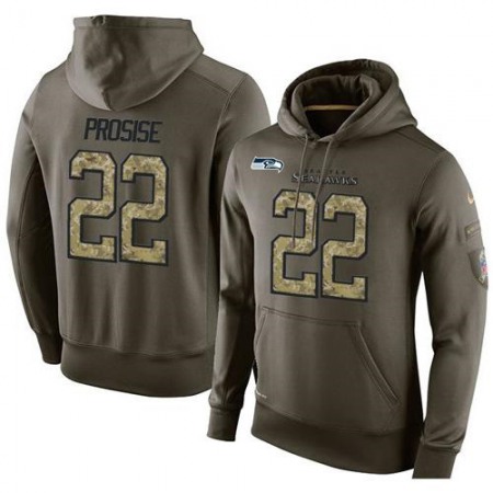 NFL Men's  Seattle Seahawks #22 C. J. Prosise Stitched Green Olive Salute To Service KO Performance Hoodie