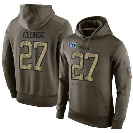 NFL Men's  Tennessee Titans #27 Eddie George Stitched Green Olive Salute To Service KO Performance Hoodie