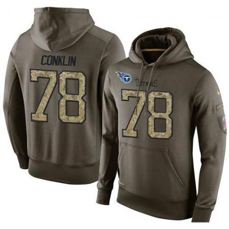 NFL Men's  Tennessee Titans #78 Jack Conklin Stitched Green Olive Salute To Service KO Performance Hoodie