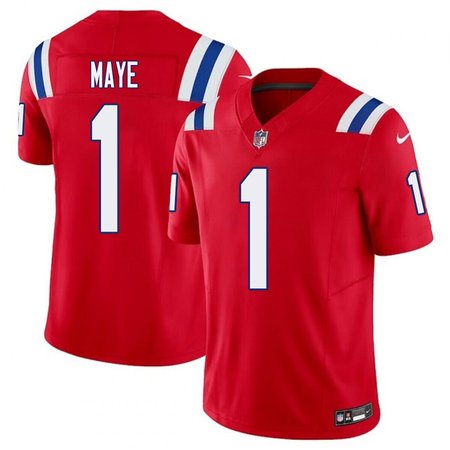Men's New England Patriots Drake Maye  Red 2024 NFL Draft First Round Pick Player F.U.S.E. Vapor Untouchable Limited Stitched Football Jersey