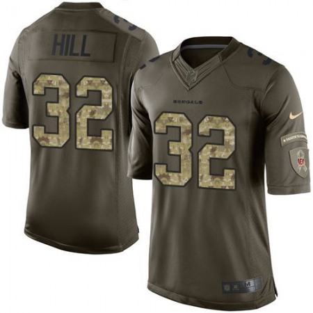 Bengals #32 Jeremy Hill Green Youth Stitched NFL Limited Salute to Service Jersey