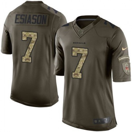 Bengals #7 Boomer Esiason Green Youth Stitched NFL Limited Salute to Service Jersey