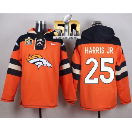 Broncos #25 Chris Harris Jr Orange Super Bowl 50 Player Pullover NFL Hoodie