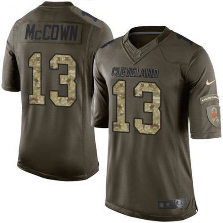 Browns #13 Josh McCown Green Youth Stitched NFL Limited Salute to Service Jersey