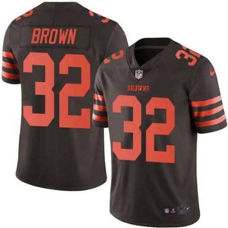 Browns #32 Jim Brown Brown Youth Stitched NFL Limited Rush Jersey