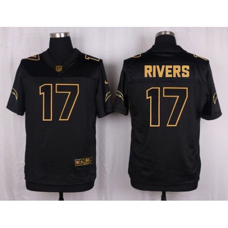Chargers #17 Philip Rivers Black Men's Stitched NFL Elite Pro Line Gold Collection Jersey
