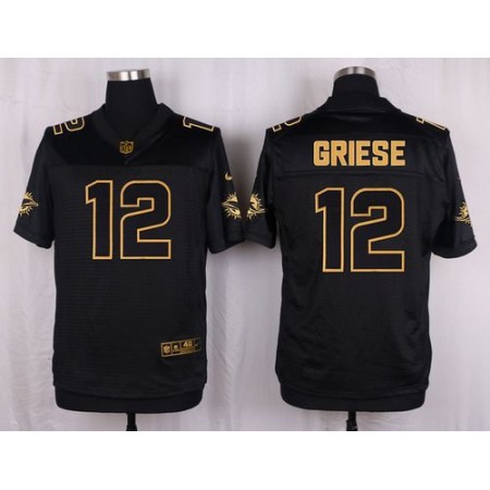 Dolphins #12 Bob Griese Black Men's Stitched NFL Elite Pro Line Gold Collection Jersey