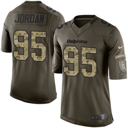 Dolphins #95 Dion Jordan Green Youth Stitched NFL Limited Salute to Service Jersey