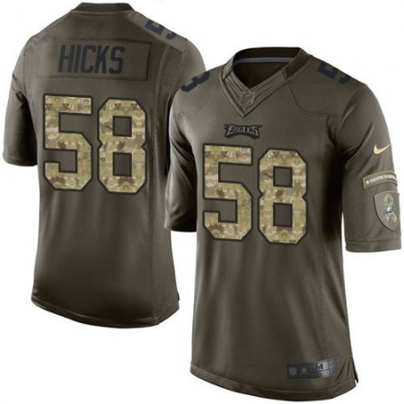 Eagles #58 Jordan Hicks Green Youth Stitched NFL Limited Salute to Service Jersey