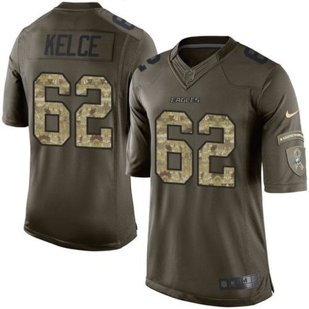 Eagles #62 Jason Kelce Green Youth Stitched NFL Limited Salute to Service Jersey