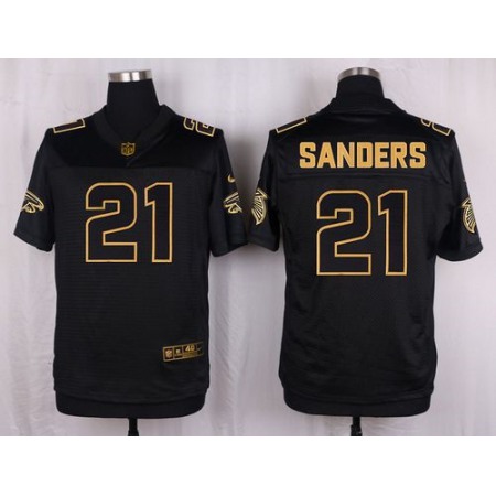 Falcons #21 Deion Sanders Black Men's Stitched NFL Elite Pro Line Gold Collection Jersey