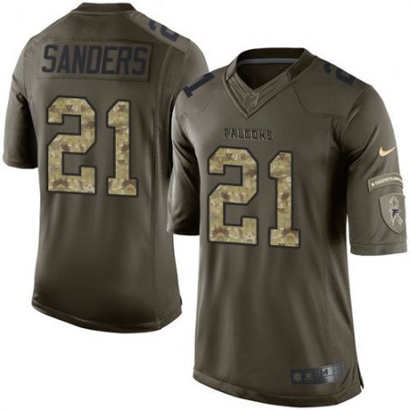 Falcons #21 Deion Sanders Green Youth Stitched NFL Limited Salute to Service Jersey