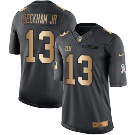 Giants #13 Odell Beckham Jr Black Men's Stitched NFL Limited Gold Salute To Service Jersey