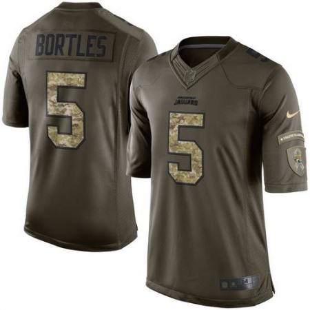 Jaguars #5 Blake Bortles Green Youth Stitched NFL Limited Salute to Service Jersey