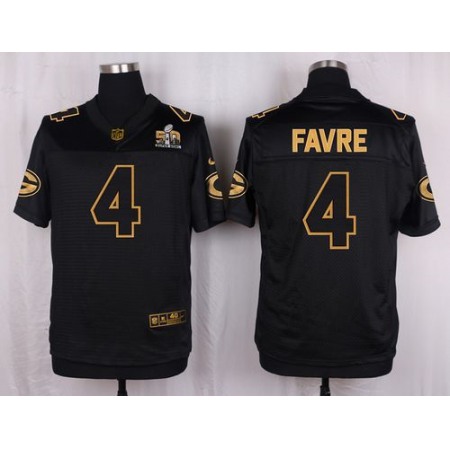 Packers #4 Brett Favre Black Men's Stitched NFL Elite Pro Line Gold Collection Jersey