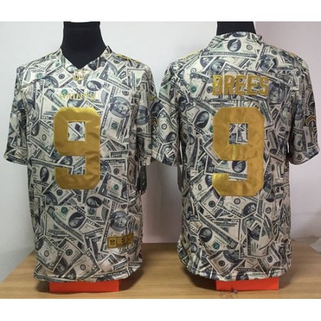 Saints #9 Drew Brees Dollar Fashion Men's Stitched NFL Elite Jersey