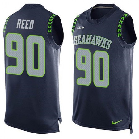 Seahawks #90 Jarran Reed Steel Blue Team Color Men's Stitched NFL Limited Tank Top Jersey