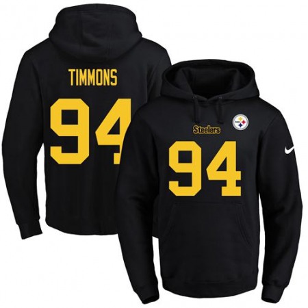 Steelers #94 Lawrence Timmons Black(Gold No.) Name & Number Pullover NFL Hoodie