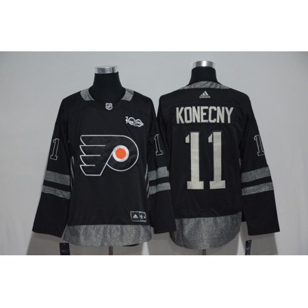 Philadelphia Flyers #11 Travis Konecny Black Men's 1917-2017 100th  Anniversary   Stitched NHL Jersey