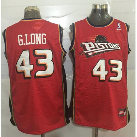 Pistons #43 Grant Long Red  Throwback Stitched NBA Jersey