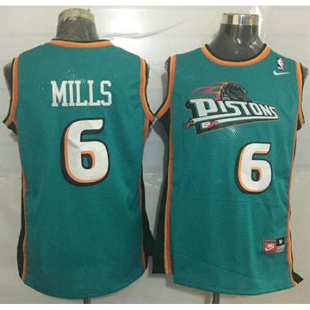 Pistons #6 Terry Mills Green  Throwback Stitched NBA Jersey