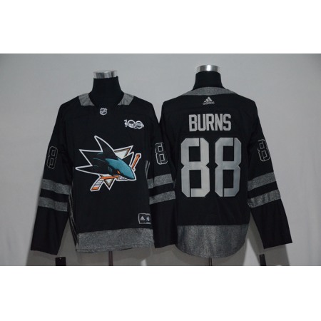 San Jose Sharks #88 Brent Burns Black Men's 1917-2017 100th  Anniversary Stitched NHL Jersey