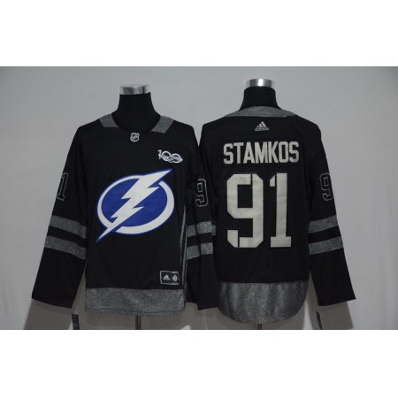 Tampa Bay Lightning #91 Steven Stamkos Black Men's 1917-2017 100th  Anniversary Stitched NHL Jersey
