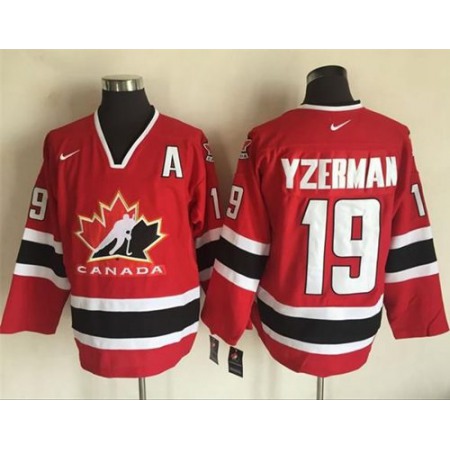 Team CA. #19 Steve Yzerman Red/Black 2002 Olympic  Throwback Stitched NHL Jersey