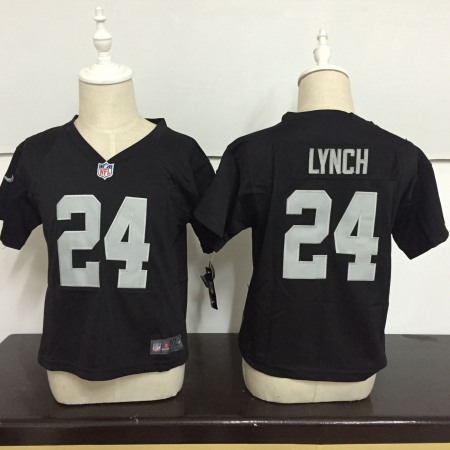 Toddler  Oakland Raiders #24 Marshawn Lynch Black Stitched NFL Jersey