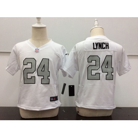 Toddler  Oakland Raiders #24 Marshawn Lynch White Stitched NFL Jersey