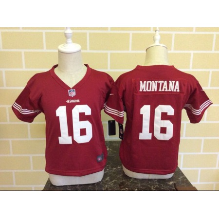Toddler  San Francisco 49ers #16 Joe Montana Red Stitched NFL Jersey