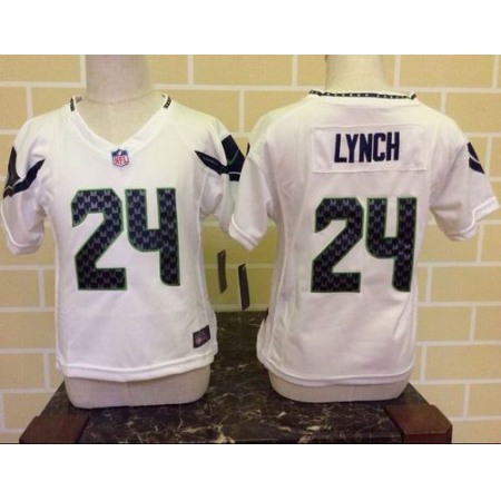 Toddler  Seahawks #24 Marshawn Lynch White Stitched NFL Elite Jersey