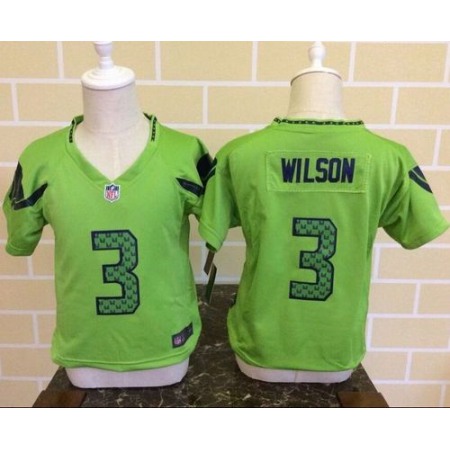 Toddler  Seahawks #3 Russell Wilson Green Alternate Stitched NFL Elite Jersey