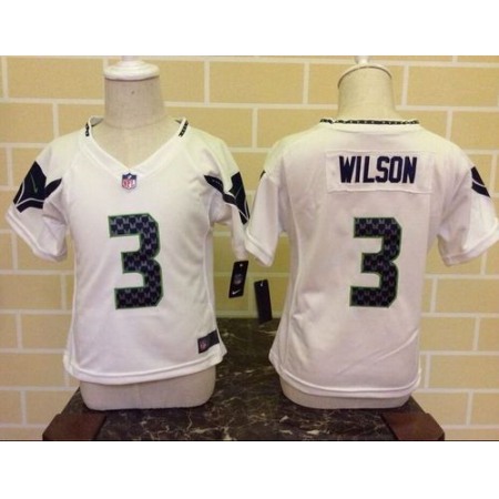 Toddler  Seahawks #3 Russell Wilson White Stitched NFL Elite Jersey