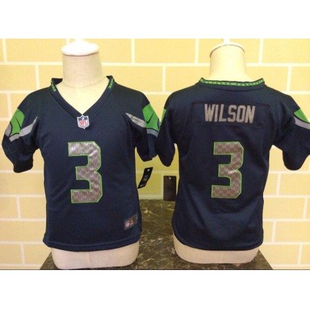 Toddler  Seattle Seahawks #3 Russell Wilson Navy Blue Stitched NFL Jersey