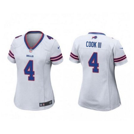 Women's Buffalo Bills #4 James Cook White Stitched Football Jersey(Run Small)