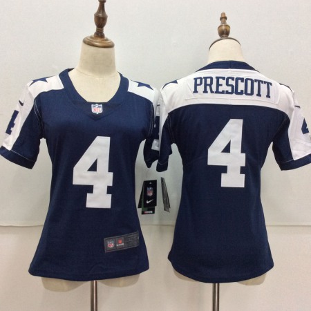 Women's  Dallas Cowboys #4 Dak Prescott Blue Throwback Vapor Untouchable Player Limited Stitched NFL Jersey
